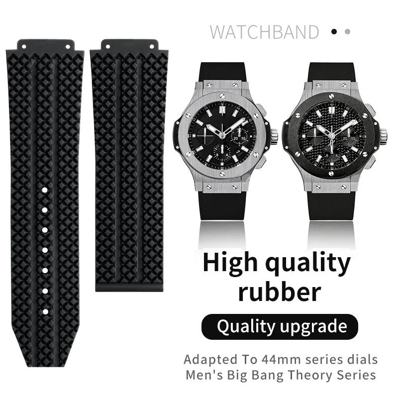 25x19mm Soft Nature Rubber Watchband Convex End For Hublot Strap For Big Bang Series Men Strap Stainless Fold Buckle Screwdriver