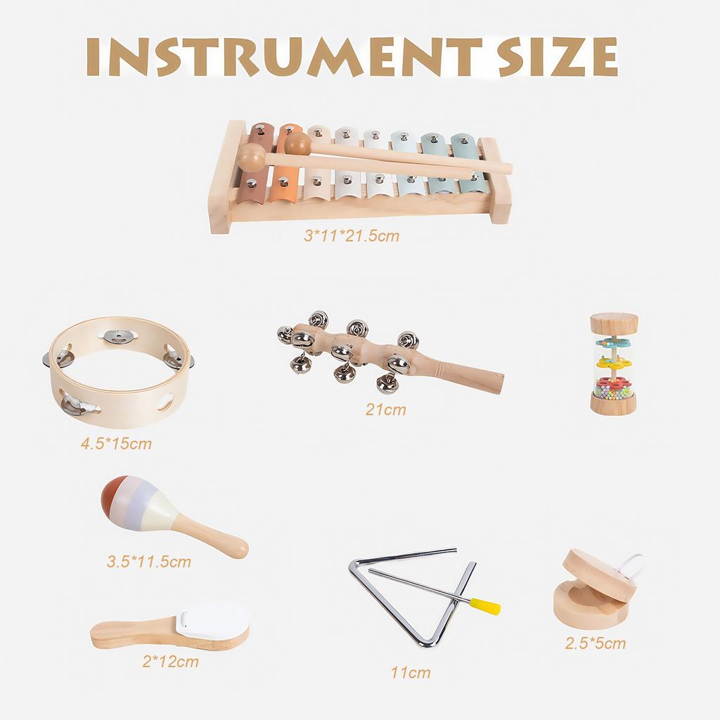 Toddler Musical Instruments Montessori Wooden 6/8Pcs Percussion Instruments Set or Kids Baby Preschool Educational Musical Toy
