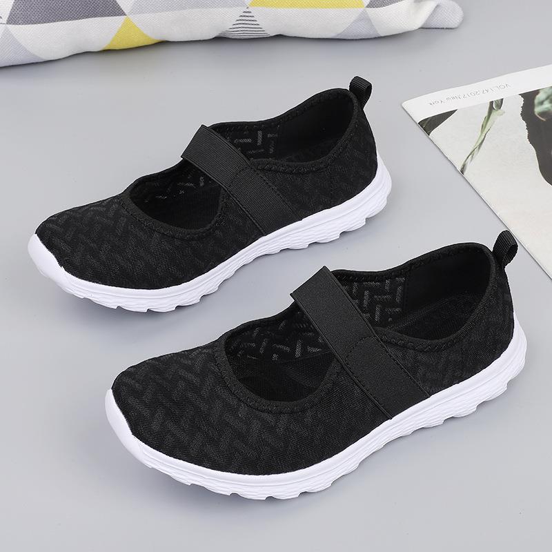 

2024 большие размеры сетчатые туфли женские летние легкие и дышащие повседневные женские туфли женские туфли мягкая подошва пряжка обувь для беременных 35 чёрный