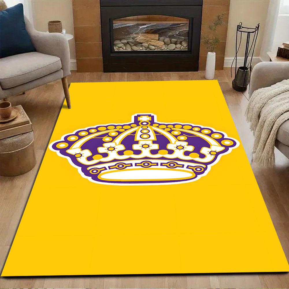 Royal Crown Design on Yellow Background Patterned carpet, non slip mat suitable for living room and bedroom sofas