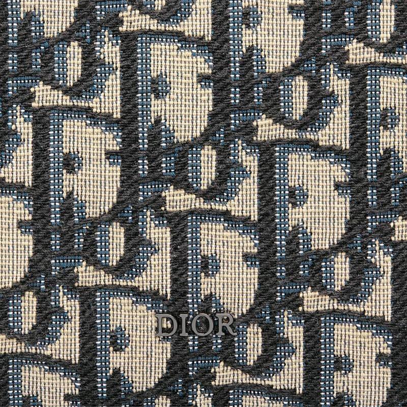 Dior Allover Logo Zip Closure Oblique Jacquard Grain Leather Toiletry Bag Men Toiletry Bag Beige Black 2ESCA494YKY-H27E