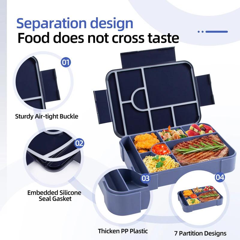 Large Capacity Bento Lunch Box for School Microwave Bento Box Leak-Proof Sealing Portable Divided Fresh-Keeping Food Container