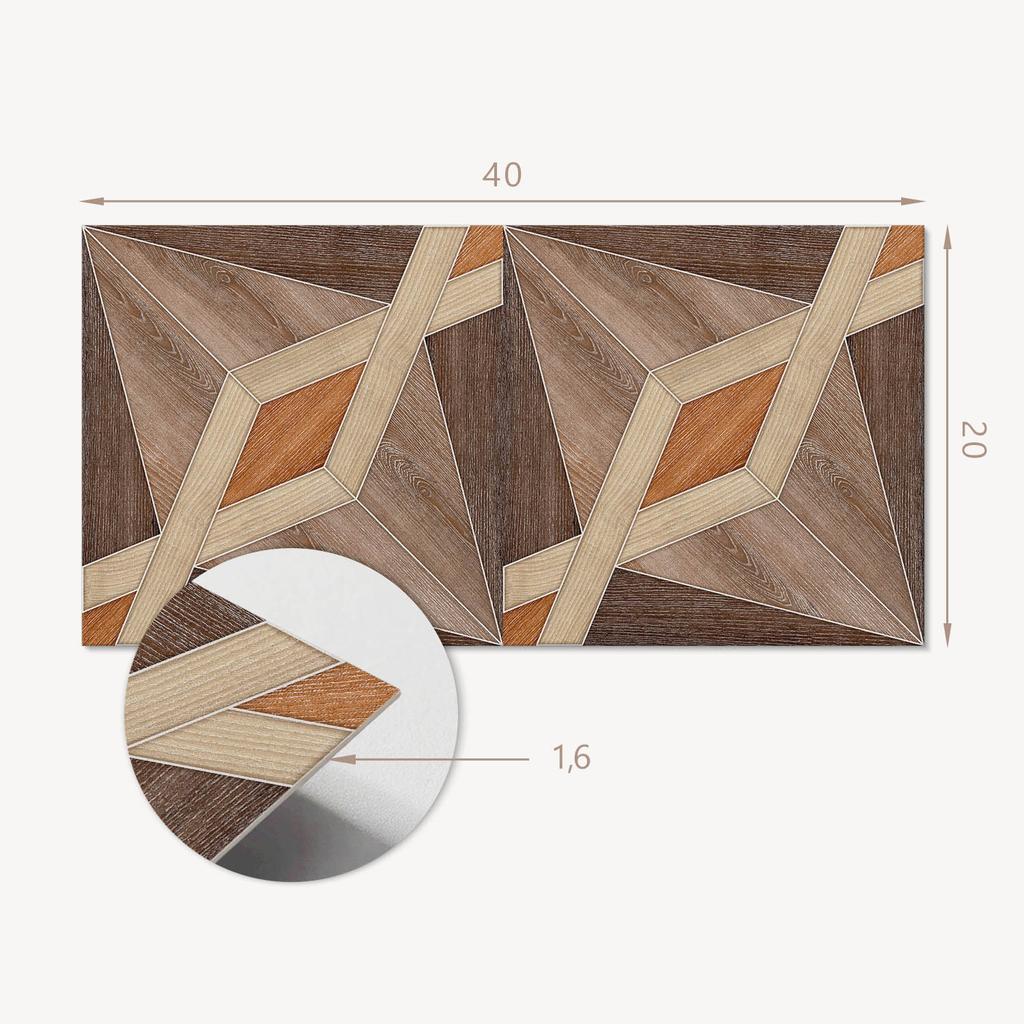 Dekoracyjne Kafelki Ścienne Samoprzylepne Winyl Wzór Geometryczny Z Drewna 10X40X20 Cm