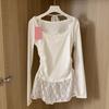 Spring & Autumn Ballet Style Lace Halter Layered Long Sleeve Women's T-shirt