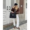 Women Vintage Loose Brown Suede Jacket Casual Fashion Outerwear For Ladies