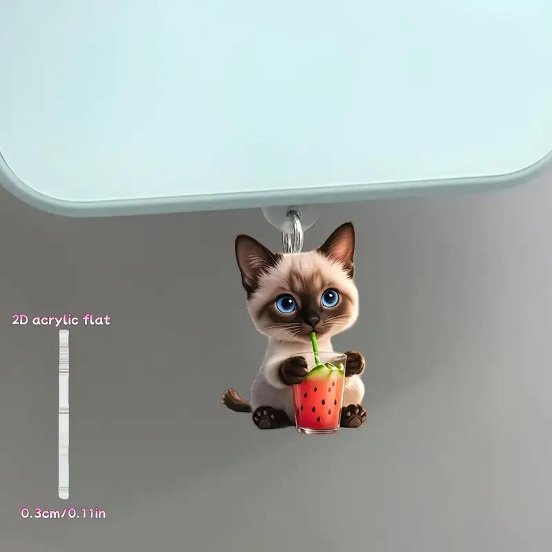 Акриловая 2D фигурка кота, заглушка от пыли с подвеской для iPhone и Type-C Type-C Connector серый