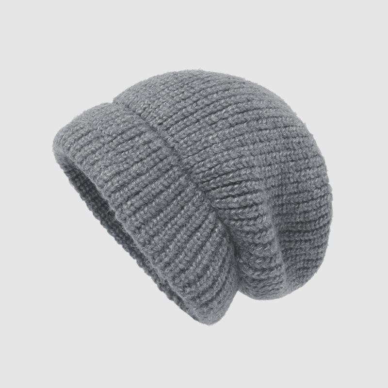 

Шапка Женская Осенне-зимняя Шерстяная Шапка Утолщенная Теплая Защита Ушей Холодная Шапка Однотонная Универсальная Для Маленького Лица Вязаная Шапка-бини серый