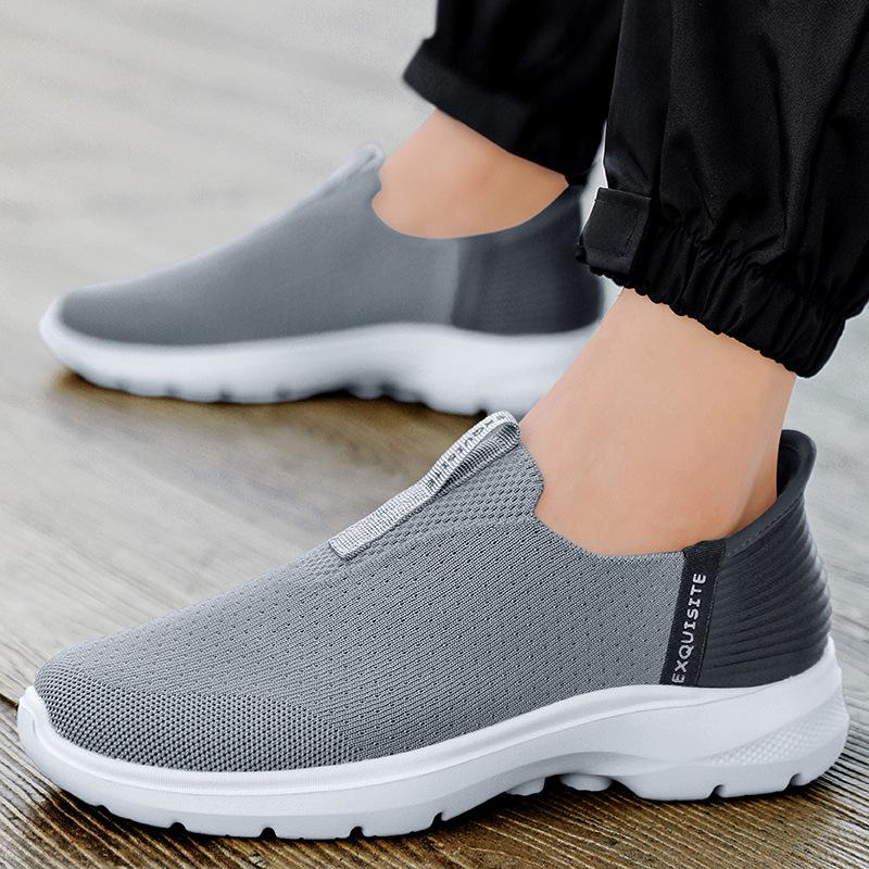 Men's Mesh Breathable Slip-on Casual Lightweight Shoes, Plus Size, Thick Sole, Outdoor Sports Footwear