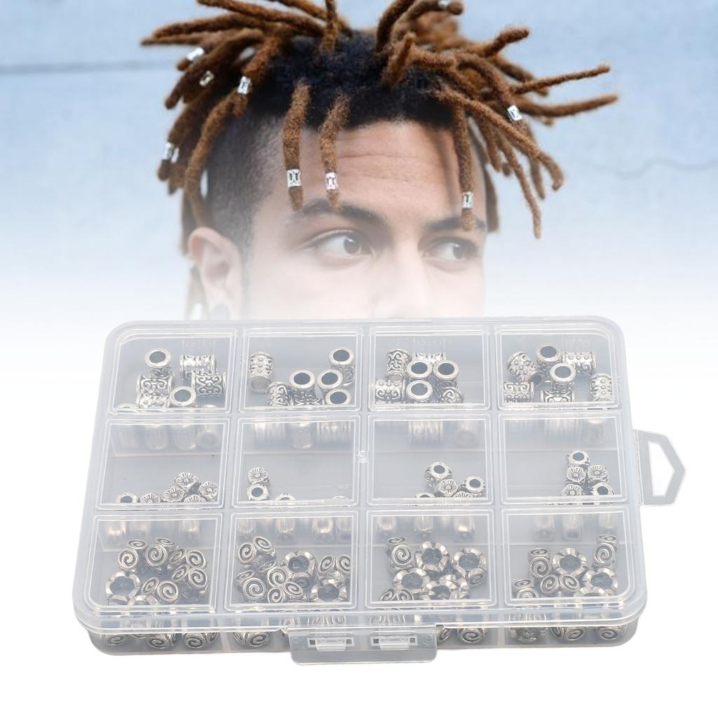 120pcs Dreadlocks Beads Vintage Hair Braid Rings Alloy Cuffs Braiding Hair Accessories for Jewelry Making