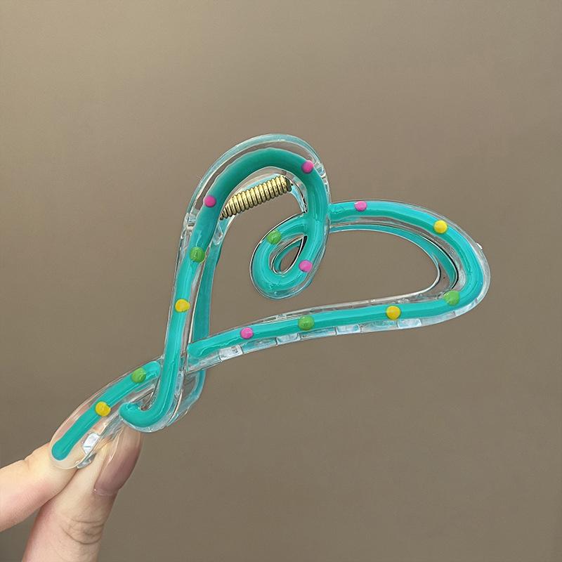 

Пластиковый зажим для волос в форме сердца для женщин, держатель для волос сзади, элегантные заколки для волос, шпилька, аксессуары для волос синий