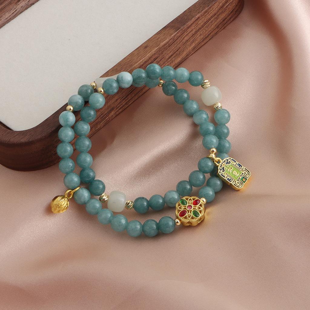 Bracelet Natural blue water jadeite crystal bracelet Cloisonne plum blossom Duobao bracelet versatile