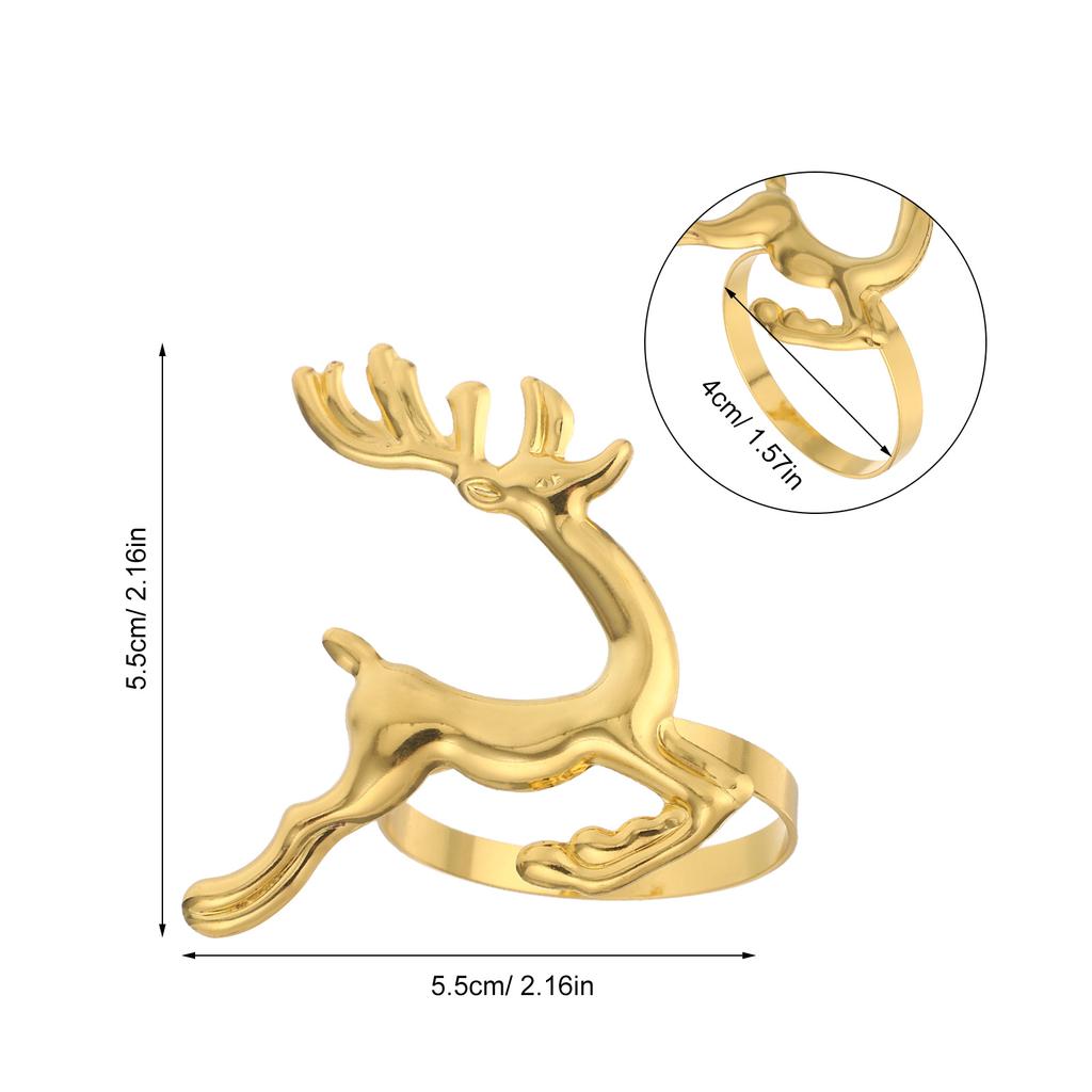 6Pcs Christmas Napkin Buckles Reindeer Design Festive Napkin Holders for Dinner Table Setting Seasonal Celebration Decor