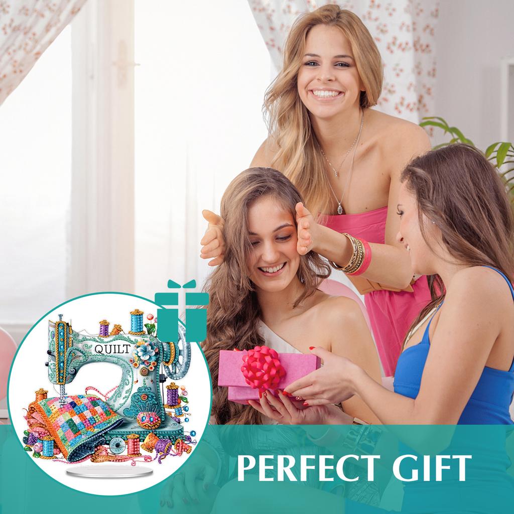 1Set Acrylic Special Shape Flower Sewing Machine Rhinestones Desktop Ornaments Diamond Painting Desktop Decors for Home Office