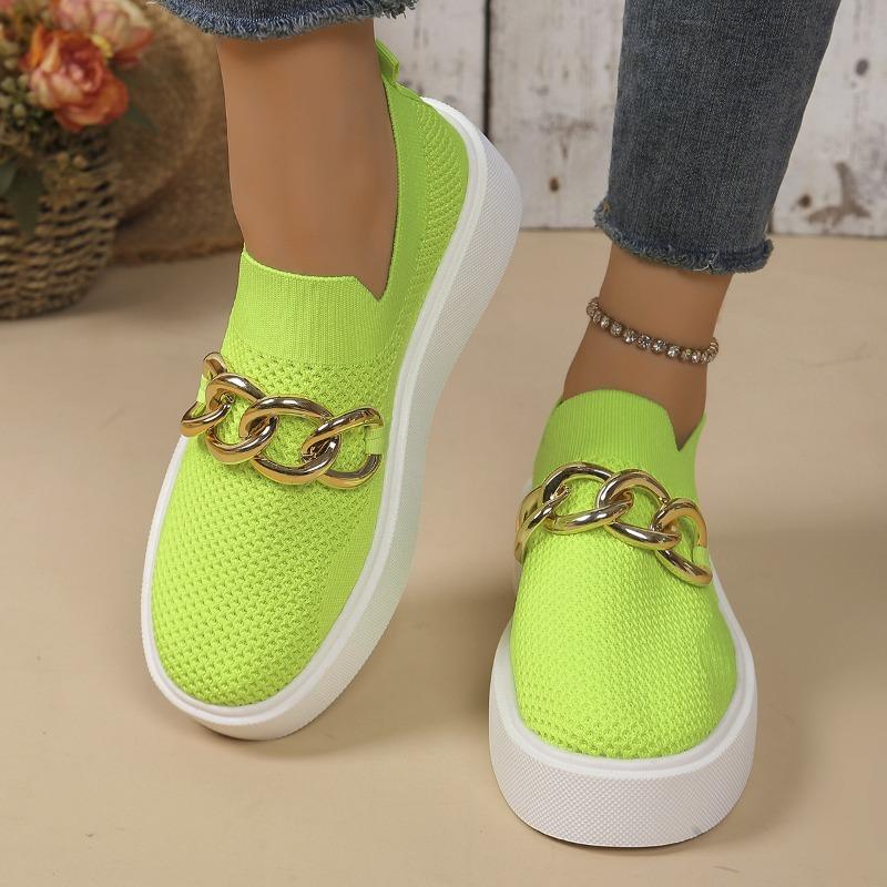 New large-size women's shoes thick-soled fly-woven breathable low-top single shoes women's cross-border foot set lazy wish