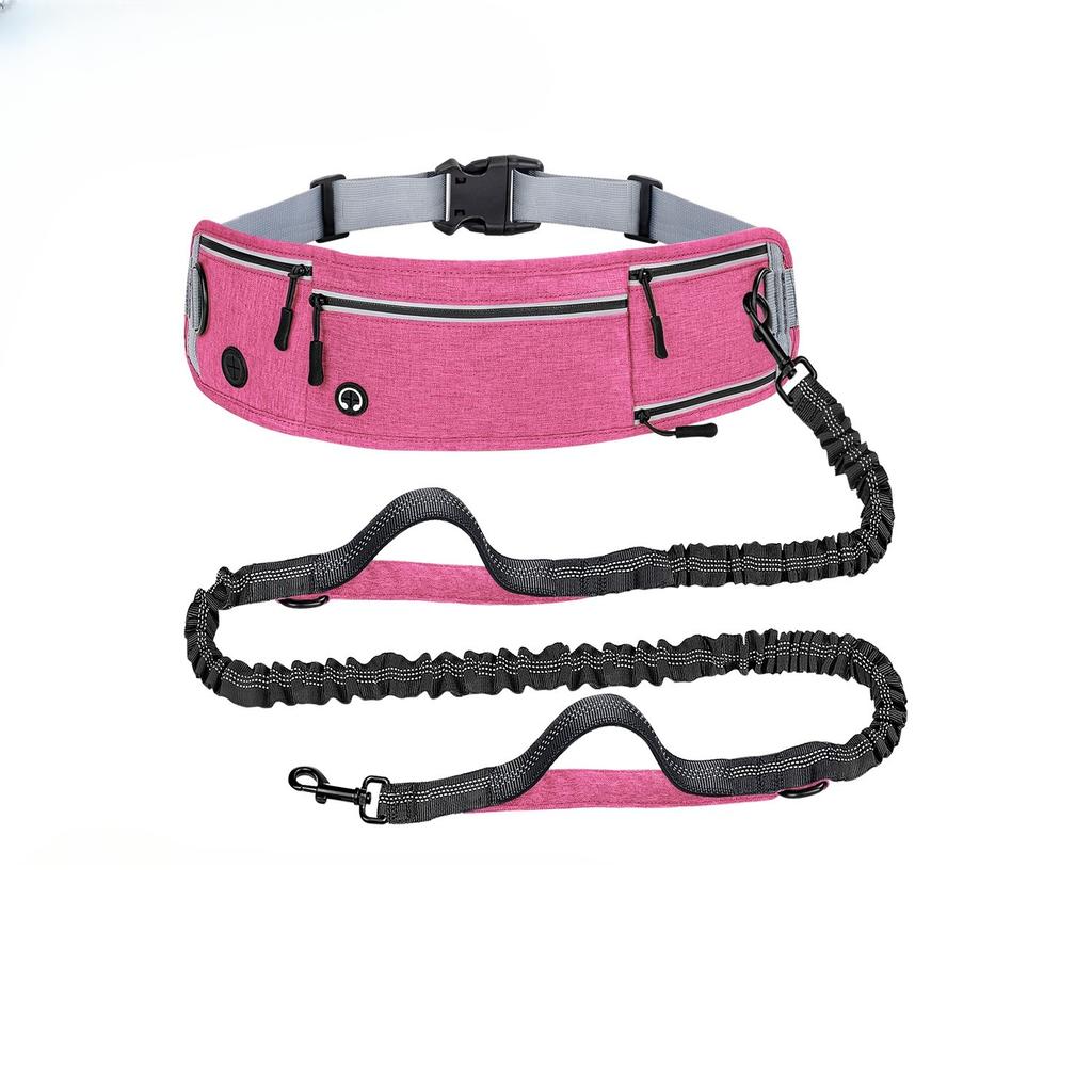 Explosion proof running dog walking rope nylon reflective multifunctional stretchable sports waist bag pet traction rope