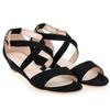 Sandali con zeppa piatta con cinturino alla caviglia e punta in velluto da donna da 30 mm, casual, con tacco, per feste