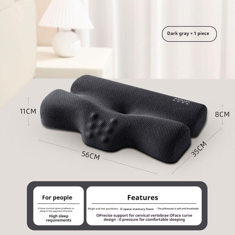 1 oreiller cervical ergonomique pour le soutien de la colonne cervicale, adapté aux personnes dormant sur le côté, au dos et au cou pendant le sommeil.