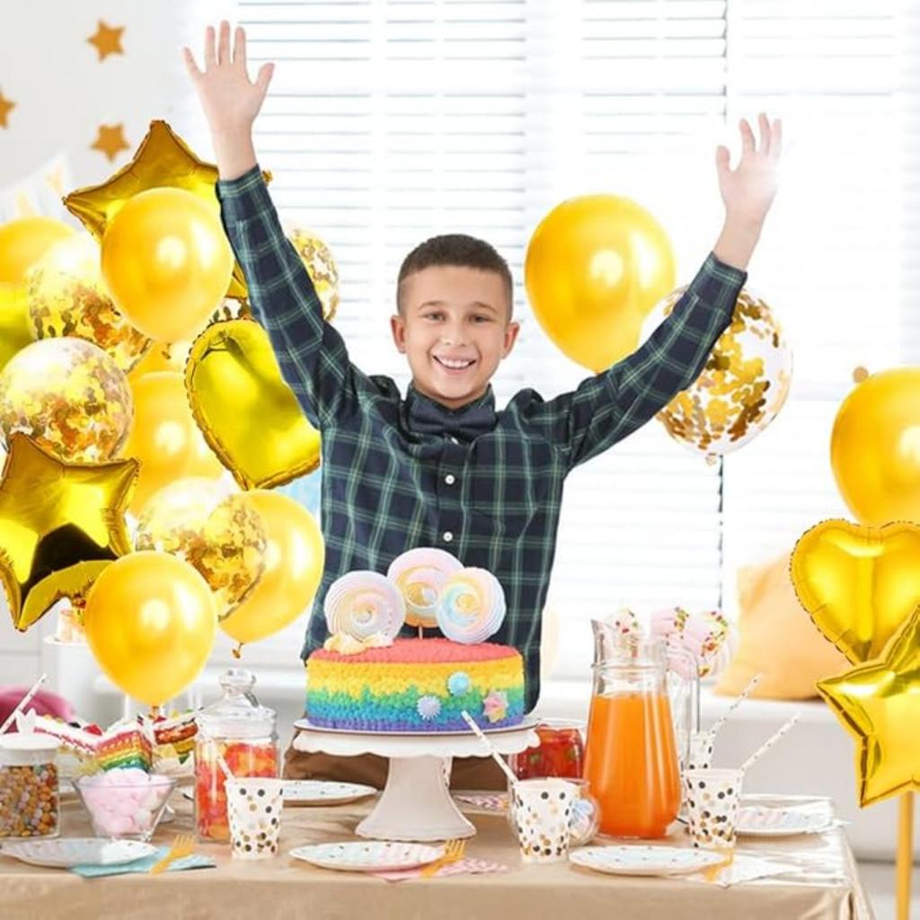 28 szt. Balon Dekoracje na przyjęcie urodzinowe Balony z konfetti Balony foliowe w kształcie gwiazdy i serca 18" Dekoracje ślubne Balony helowe Dziewczynka Chłopiec Baby Shower