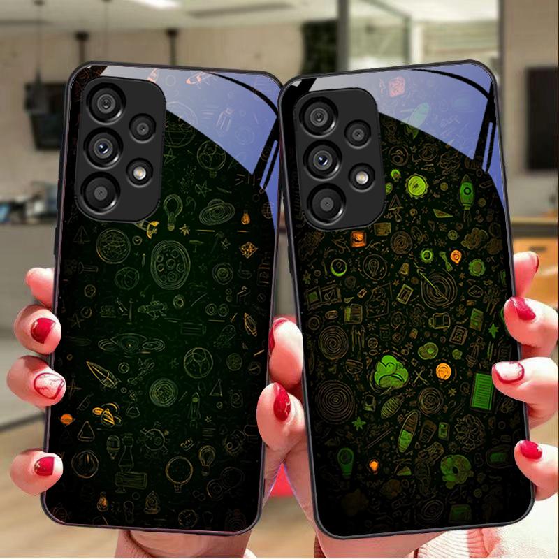 Dream Space Schwarz Grün Für Samsung Galaxy S10 20 Plus 21 FE 22 23 24 FE 25 Ultra Schwarz Gehärtetes Glas Handyhülle Hartschale