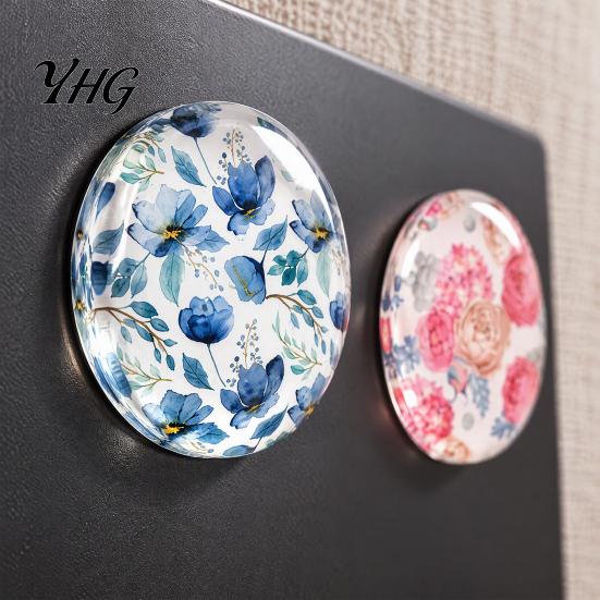 Hand Painted Flower Magnets 12Pcs Resin Epoxy Floral Refrigerator Magnet, Pattern Fridge Decorative Round Magnetic Decoration for Kitchen Office