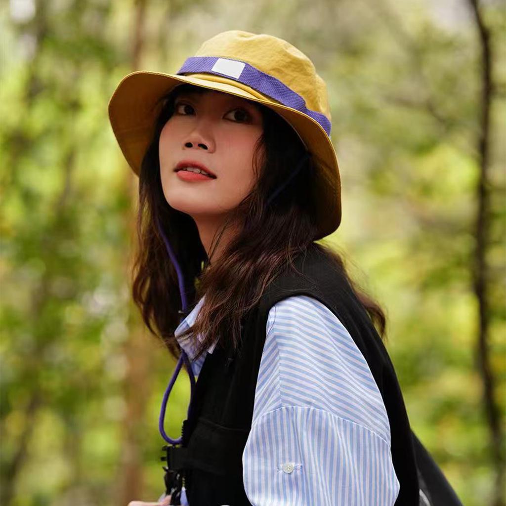 Wide Brims Bucket Hat Windproof Rope Packable Summer Fisherman Hat For Hiking Fishing Outdoor Activity Adult Headwear