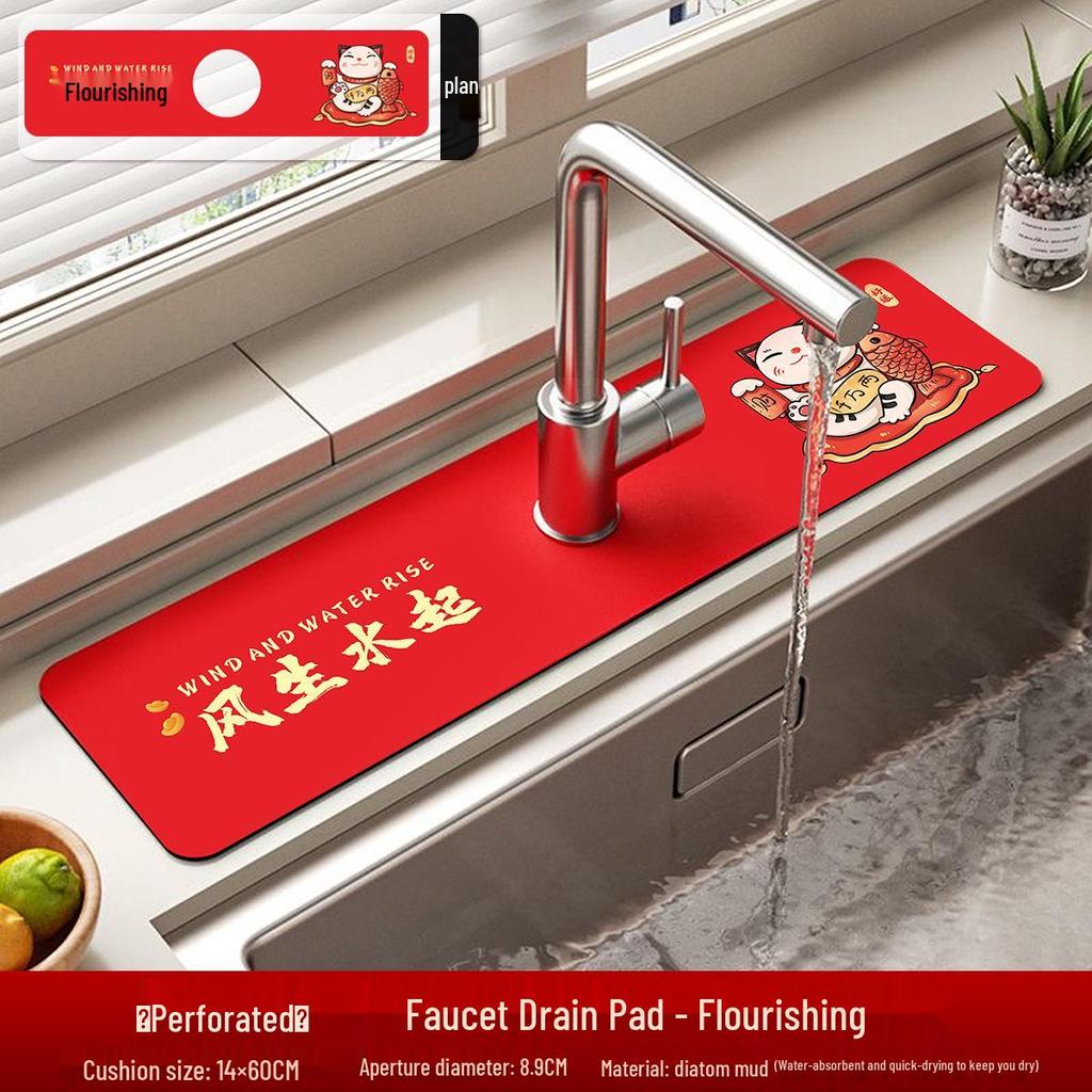 Housewarming Diatomaceous Earth Faucet Pad - Absorbent, Splash-Proof Kitchen & Washbasin Decoration