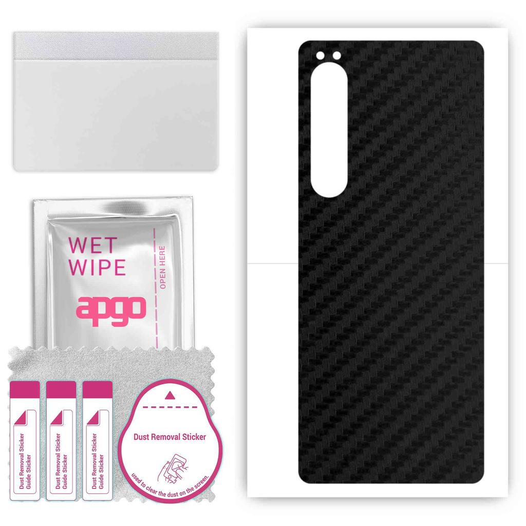 apgo Protective Skin Sticker for the back compatible with Sony Xperia 1 IV, Wrap Film, Foil, Vinyl - Pattern Carbon Black