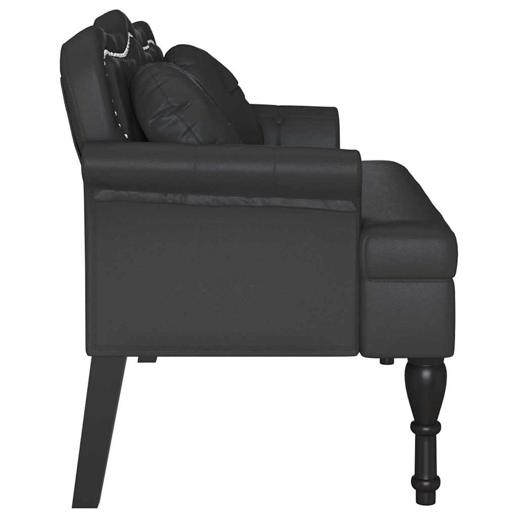 Chesterfield Bench Black 120.5 x 65 x 75 cm Faux Leather