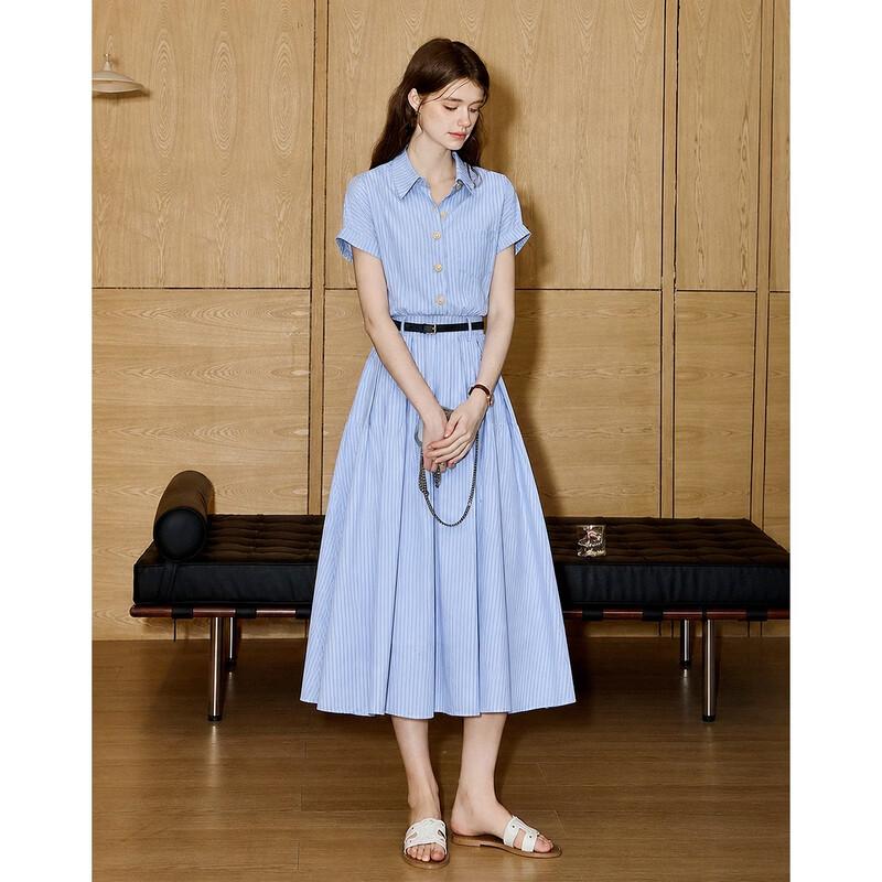 Demana Summer A-Line Lapel Shirt Dress