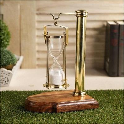 Vintage Collectibles for Gift Home and Office Decor Nautical Antique Brass and Wood Hanging Sand Timer Sand Glass Sand Clock