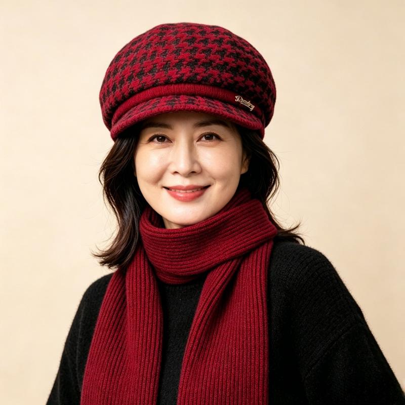 Middle-aged and Elderly Thermal Hats, Children's Autumn and Winter Fashion Berets, Ear Protectors, Mother Hats, Fleece and Cold-proof Knitted Wool Hat