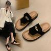 thick-soled toe slippers, women wear summer beach shoes, two sandals, small casual lazy muffin half slippers