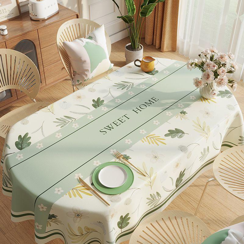 Oval Rectangular Universal Table Waterproof Tablecloth  Green Oil Proof Pvc Table Cover  Dining Table Cover Coffee Shop Decor