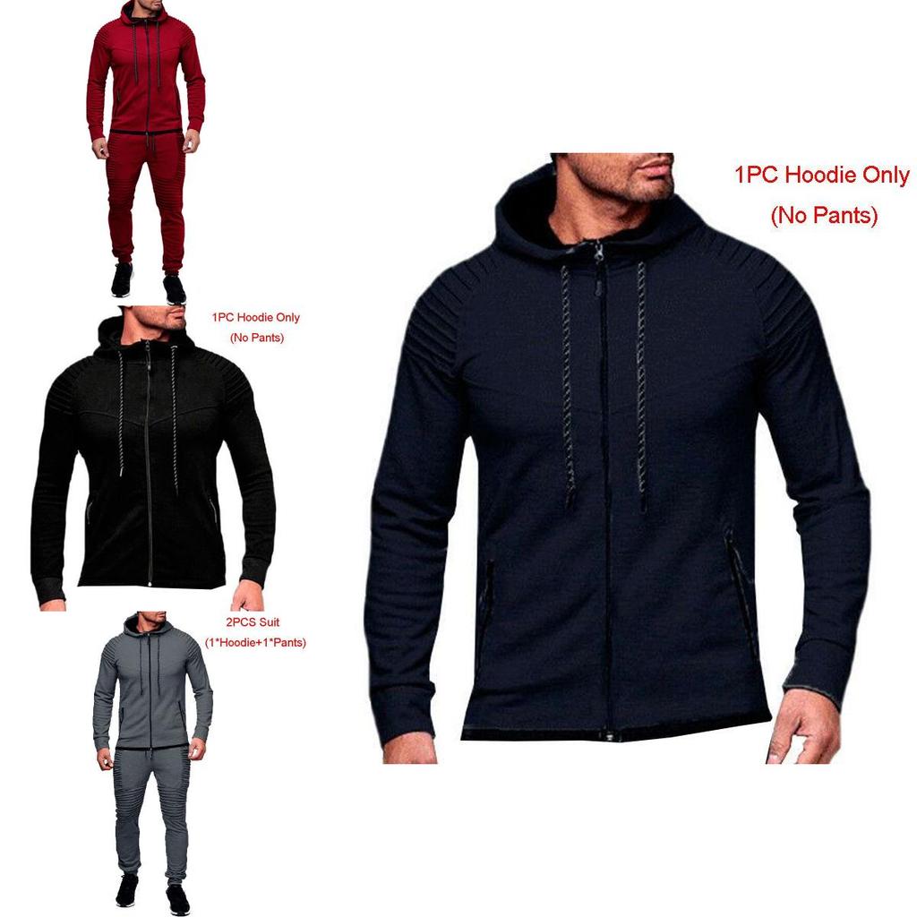 Stylish Men's Tracksuit Set With Hooded Jacket And Adjustable Waistline Pants