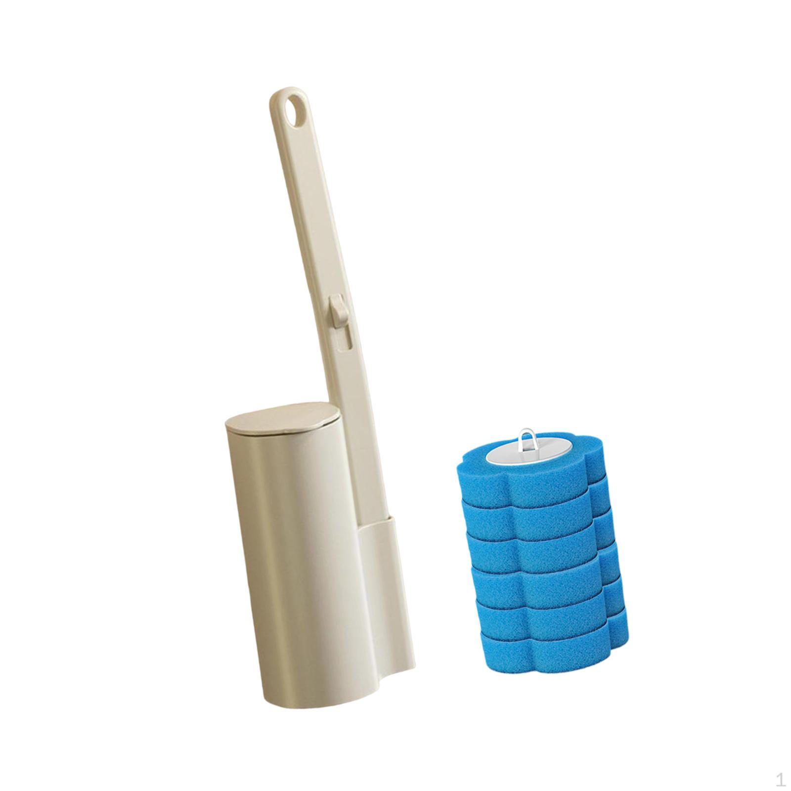 

12 Pieces Toilet Brush Cleaning with Replacement Head Long Handle Wall Mounted Holder Self 6 Refills head