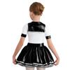 Costum de marinar pentru fete Bloc de culori Patchwork Luciu metalic Gât rotund Mânecă scurtă Cravată detașabilă Rochie bufantă