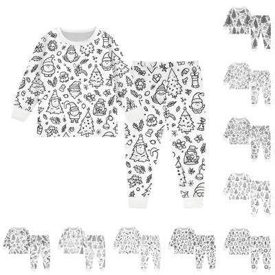 Kinder Ausmalbare Hosen Set Jungen Mädchen Lustig DIY Handbemalt 2-teilige Outfits Cartoon Ausmalen Bekleidungssets