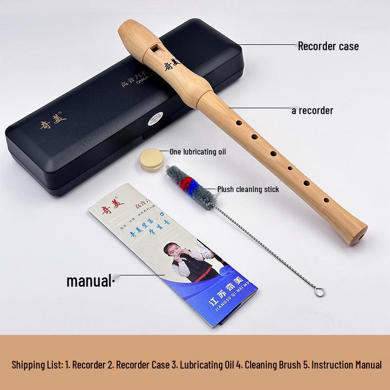 Chimei Eight-Hole Wooden Recorder, German Style, English Style, Student Practice Flute, Beginner Wind Instrument