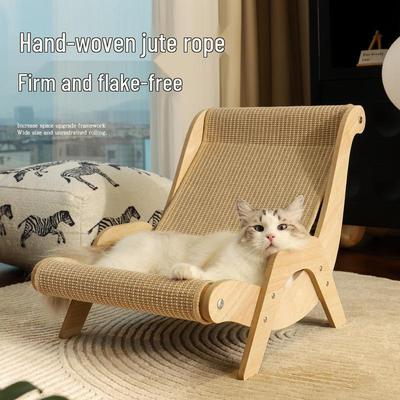 Wooden Cat Recliner: Scratch-Resistant Hammock with Sisal Scratch Pad