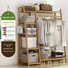 Bamboo Floor-Standing Clothes Rack & Wardrobe Organizer