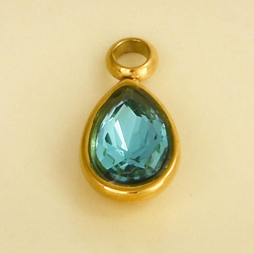 Geometry Water Droplets Pendant Shiny Rhinestone Stainless Steel Base Waterproof Charms For Jewelry Making Supplies DIY Bracelet