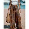 2026 Summer Fashionable New Fun Bohemian Colorful Flower Style 3D Printed Loose Street Sports and Leisure Pants Large Size