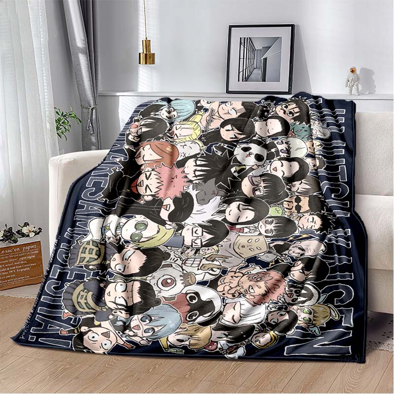 J-Jujutsu Kaisen Cartone Animato Anime Plaid Coperta Bambini Super Morbida per Divano Viaggio Divano Picnic Coperta in Flanella Regalo di Compleanno