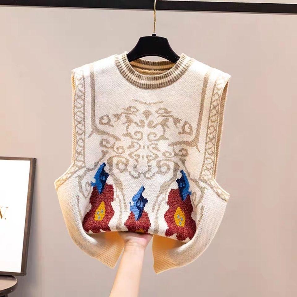 Women's Knitted Vest for Spring and Autumn Vest Korean Version Outerwear Sweater Stylish