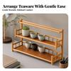 Bamboo Tea Cup Rack Tiered Teapot Display Stand Wooden Set