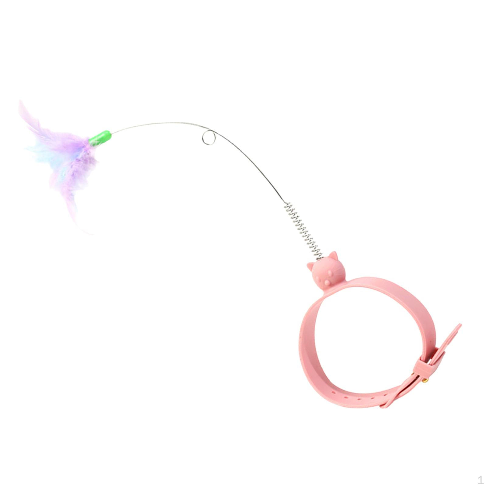 

Игрушка-ошейник с перьями для кошки, товары для питомцев, обогащение, дразнящая палочка розовый