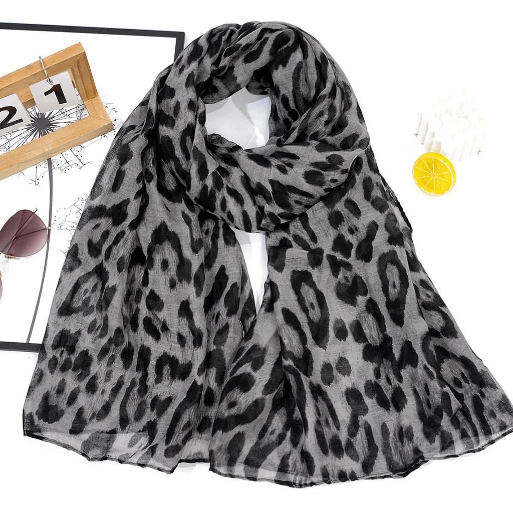 Hijab Fashion con Stampa Leopardo per Donna Sciarpa Lunga Stampata in Filato di Bali Turbanti Musulmani per Donna Sciarpa Hijab Femme Musulman