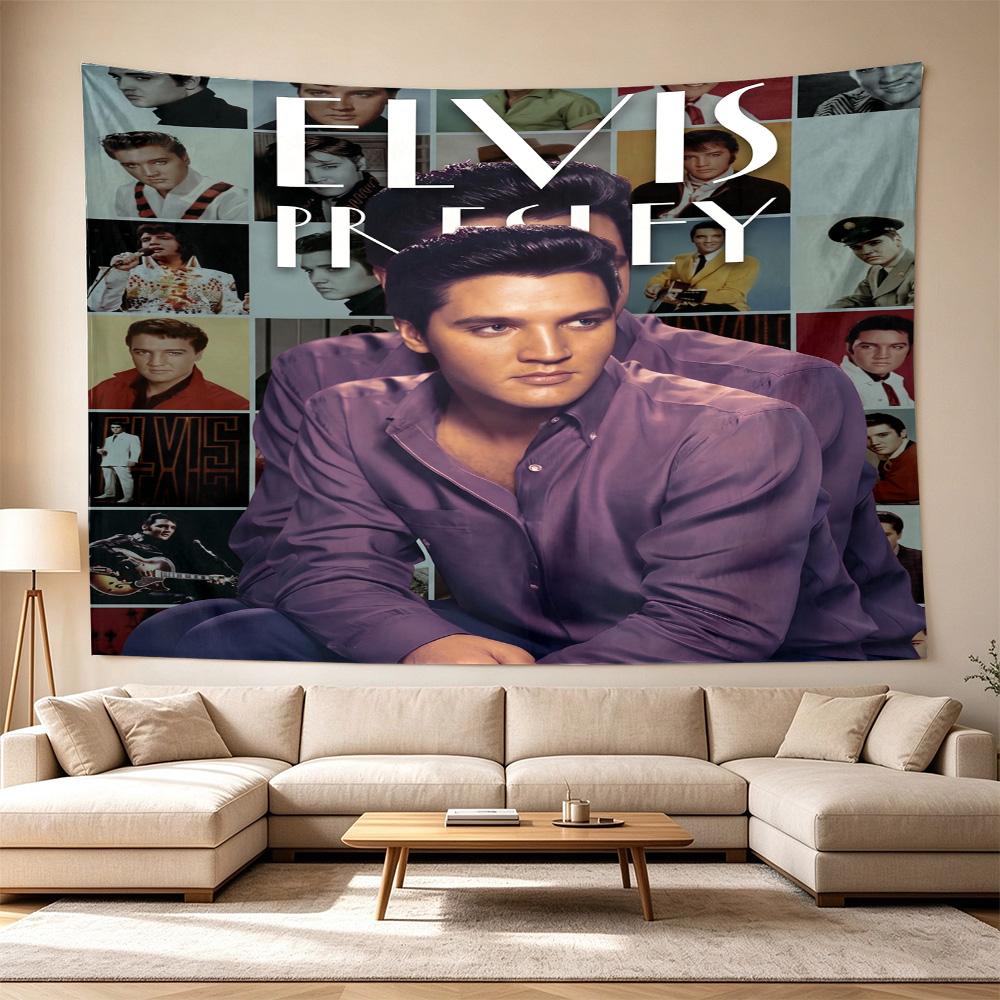 Glass Elvis Tribute Decorative Wall-Hanging Tapestry, Home Ornament for Living Room,Dorm and Fan Parties,Multi-style,celebrities,cartoons,music,sports