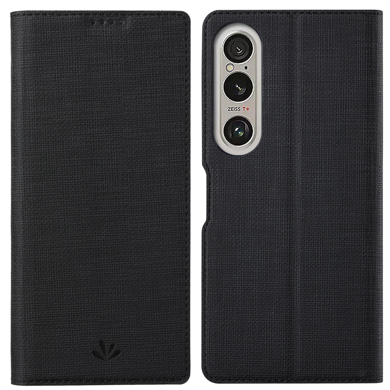

VILI DMX Series For Sony Xperia 1 VI Case with Card Holder Leather Phone Cover Black