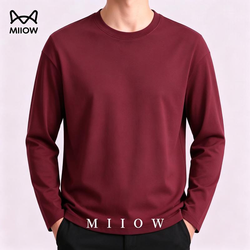 MiiOW Men's Cotton Long-Sleeve Crew Neck Tee
